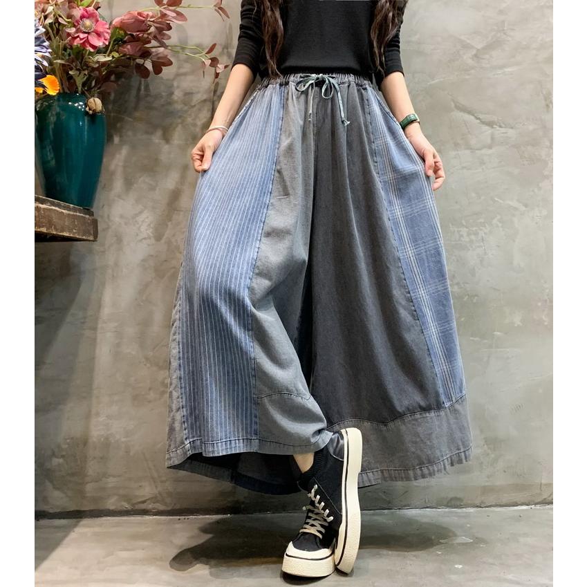 ガウチョパンツ ジーンズ デニムパンツ バギーパンツ ワイドパンツ 八