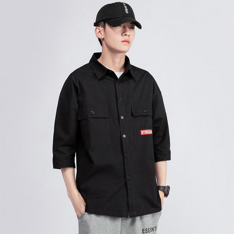 七分袖シャツ メンズ ワークシャツ カジュアルシャツ トップス