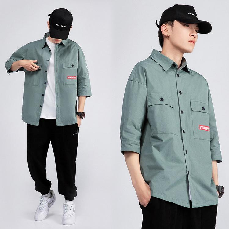 服/ファッション シャツ メンズ 七分袖シャツ メンズ ワークシャツ カジュアルシャツ トップス