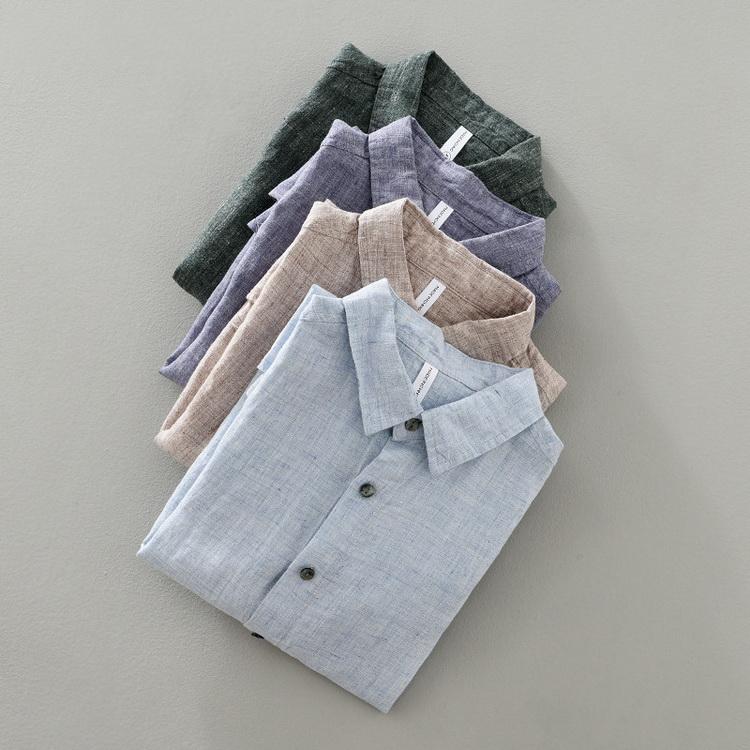 亜麻シャツ 涼しい リネンシャツ メンズ シャツ カジュアルシャツ