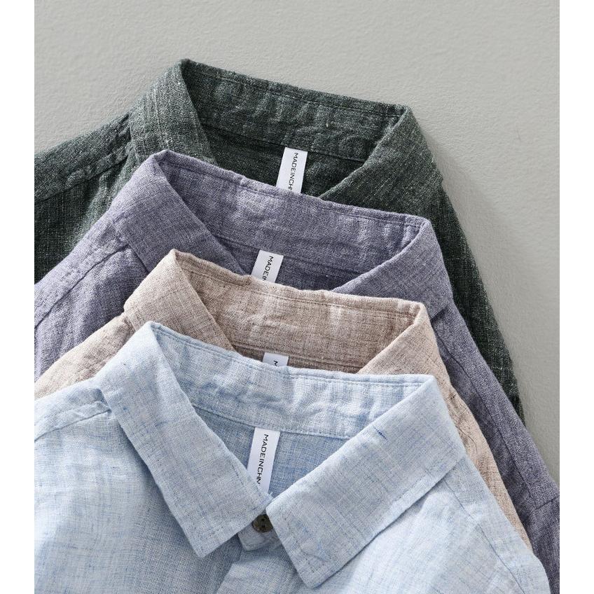 亜麻シャツ 涼しい リネンシャツ メンズ シャツ カジュアルシャツ