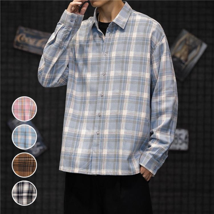 シャツ チェックシャツ メンズ レディース ネルシャツ トップス 長袖 カジュアルシャツ 秋服 秋物 父の日 | 