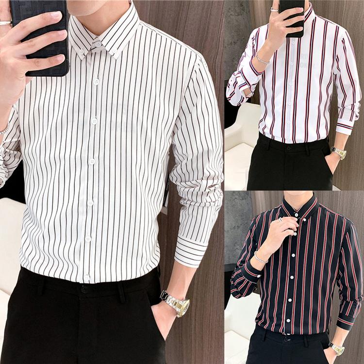ストライプシャツ ボタンダウンシャツ カジュアルシャツ 長袖 シャツ