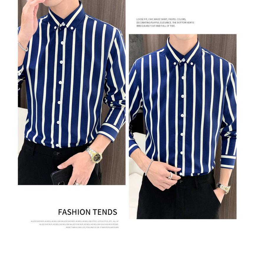 ストライプシャツ ボタンダウンシャツ カジュアルシャツ 長袖 シャツ