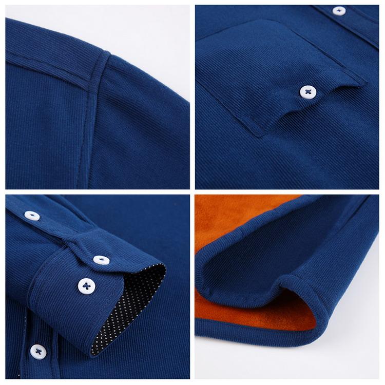 コーデュロイシャツ メンズ 裏起毛 裏ボア ボタンダウンシャツ カジュアルシャツ トップス 長袖 シャツ 暖かい 防寒 秋冬 |  | 16