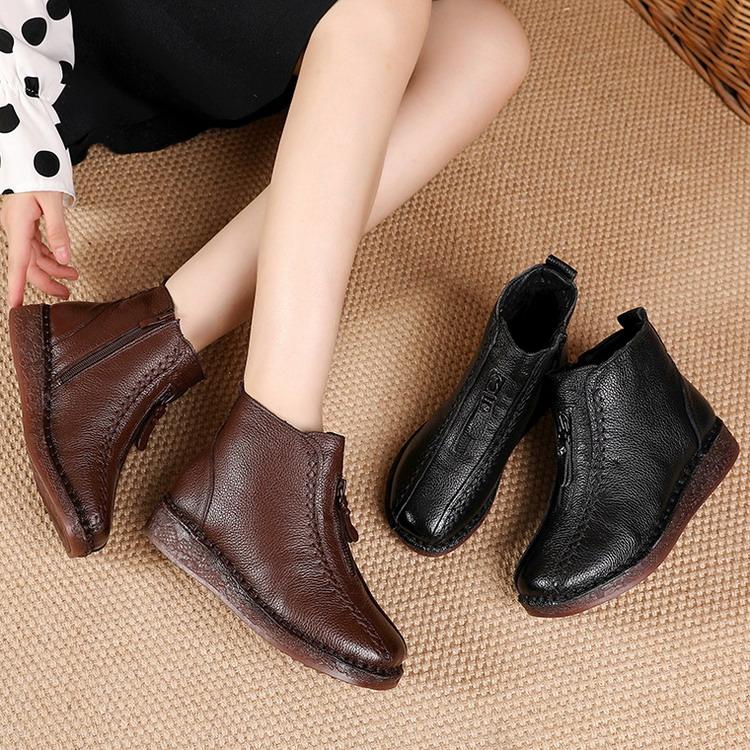 ブーツ レディース 牛革 本革 裏ボア ショートブーツ サイドジップ