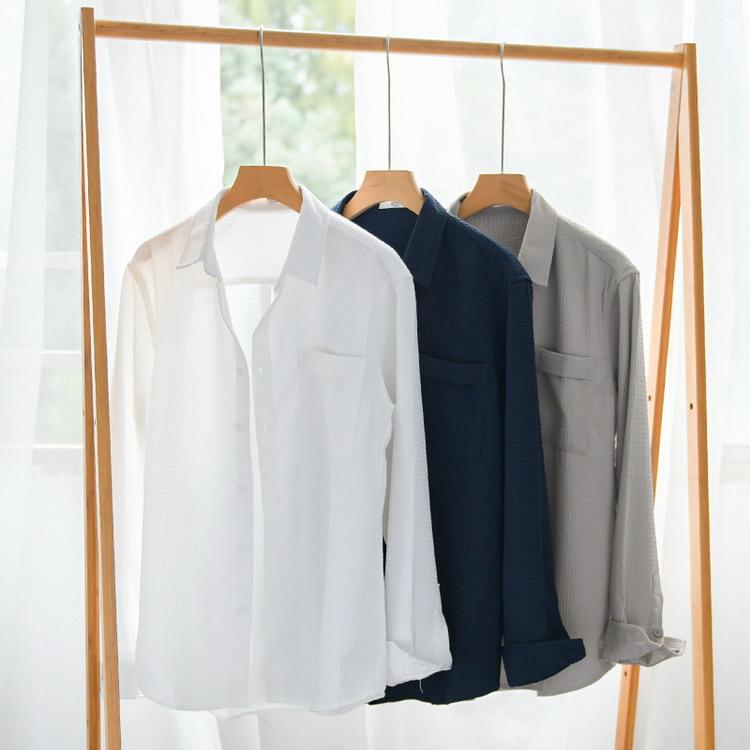 シャツ メンズ ワッフル生地 ワッフルシャツ カジュアルシャツ