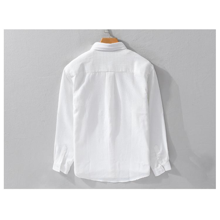 シャツ メンズ ワッフル生地 ワッフルシャツ カジュアルシャツ