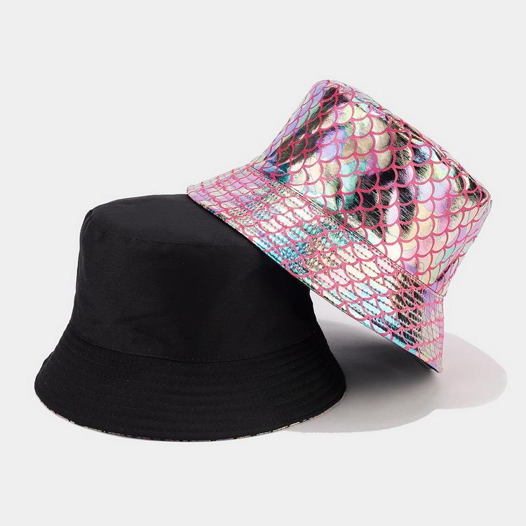 バケットハット 個性 魚の鱗 カラフル リバーシブル 帽子 ハット