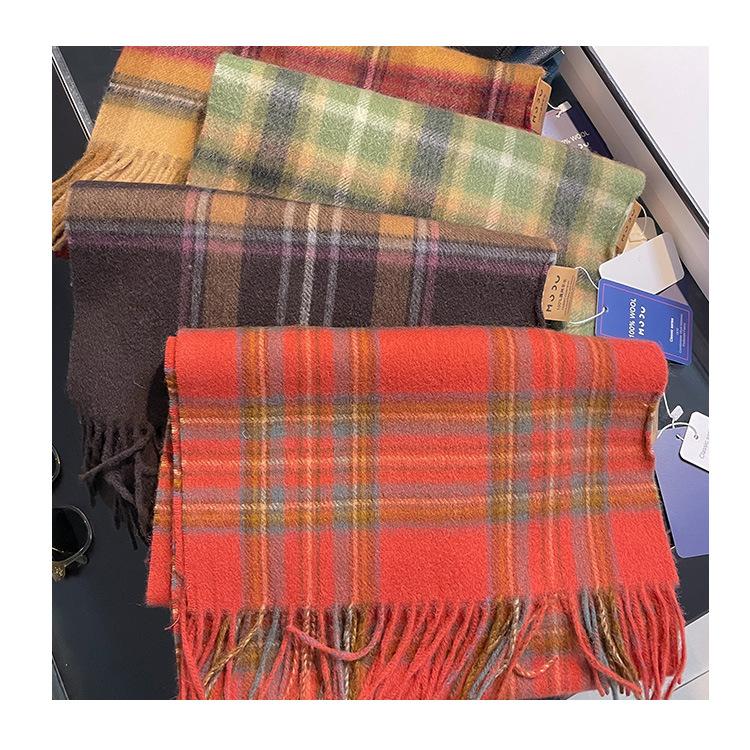 マフラー 100％ウール スカーフ チェック柄 秋冬 あたたか キッズ