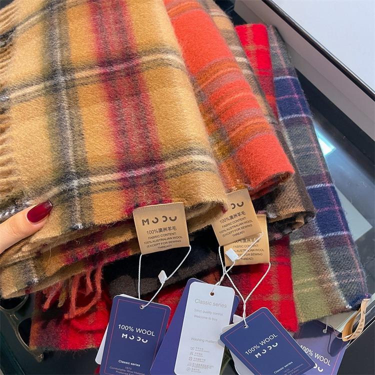 マフラー 100％ウール スカーフ チェック柄 秋冬 あたたか キッズ