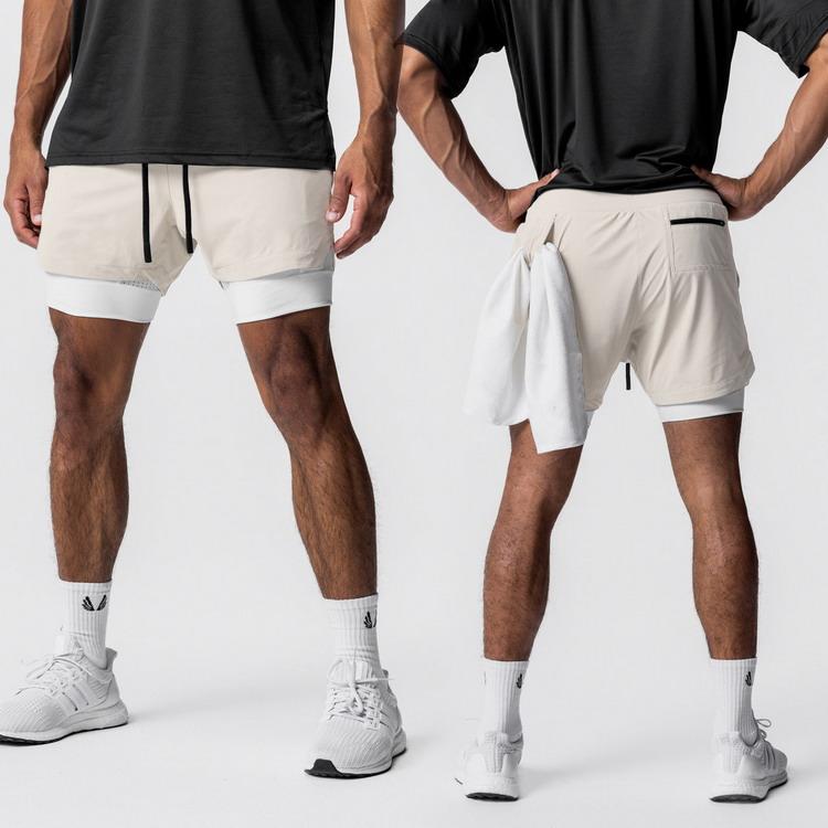 ★新品未使用 ハイドロゲンメッシュハーフパンツ ホワイト/グレー メンズ ハーフパンツ メッシュタイツ付き ショートパンツ フィットネス