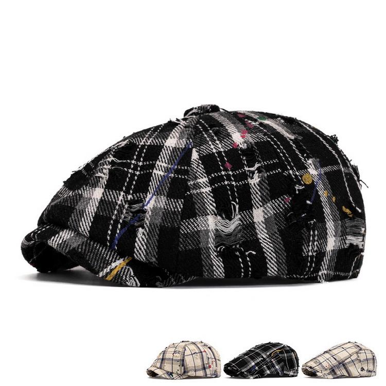 帽子 メンズ ハンチング/キャスケット帽 カジュアル チェック柄 カスケット ニュースボーイキャップ 春夏秋 | 