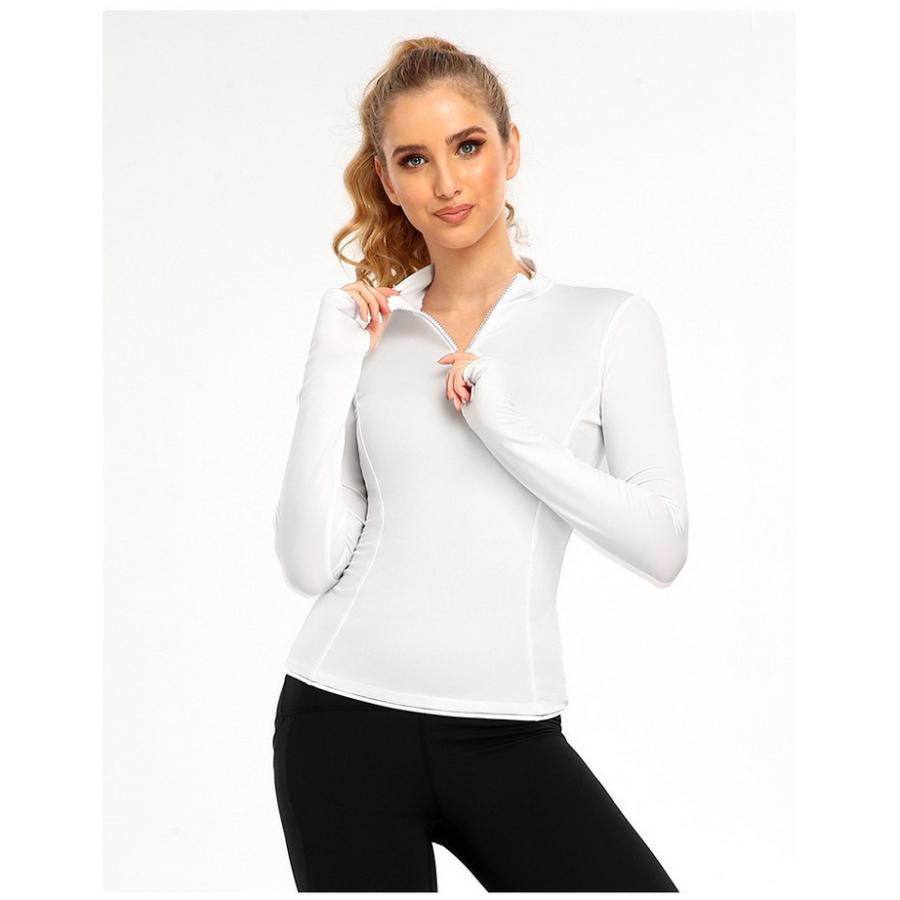 トップス レディース スポーツウェア 加圧 指穴袖 引き締め ヨガ