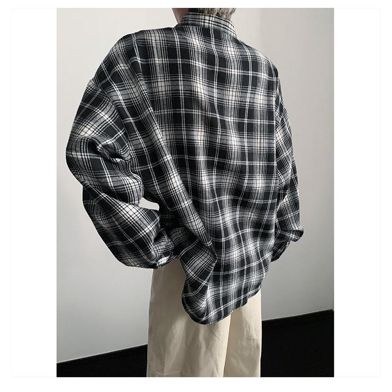 ネルシャツ ブラック XL ビッグシルエットブラックチェックネルシャツ ／ big silhouette black