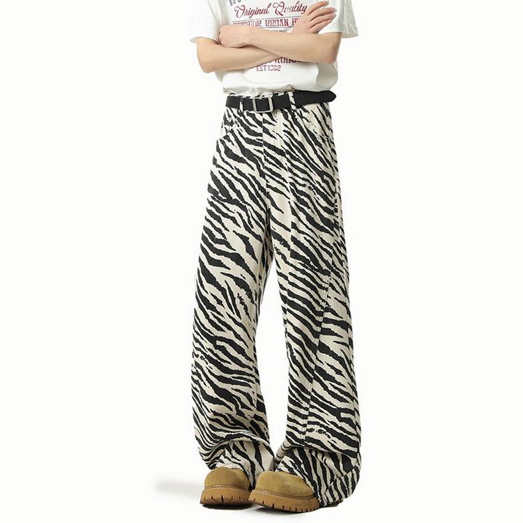 ワイドパンツ メンズ ゼブラ柄 バギーパンツ ロングパンツ ボトムス