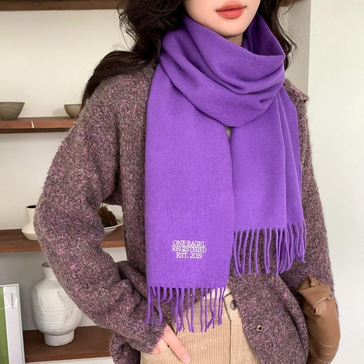 マフラー 100%ウール ストール ショール フリンジ きれいめ 秋冬 防寒