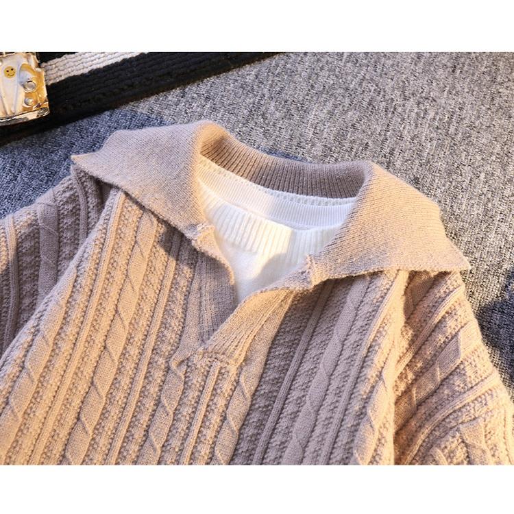セーター きれいめ ニットセーター vネックx襟付き ニット トップス