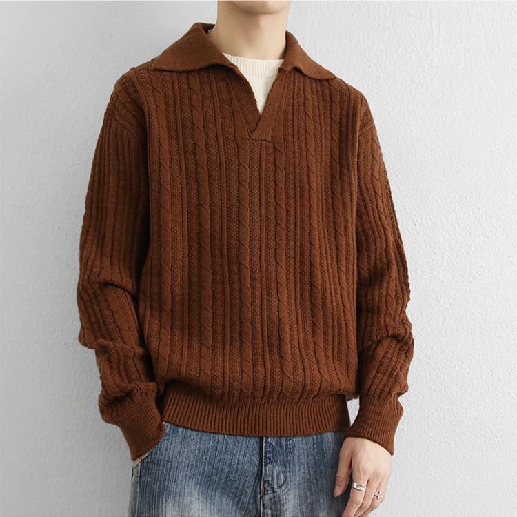 セーター きれいめ ニットセーター vネックx襟付き ニット トップス