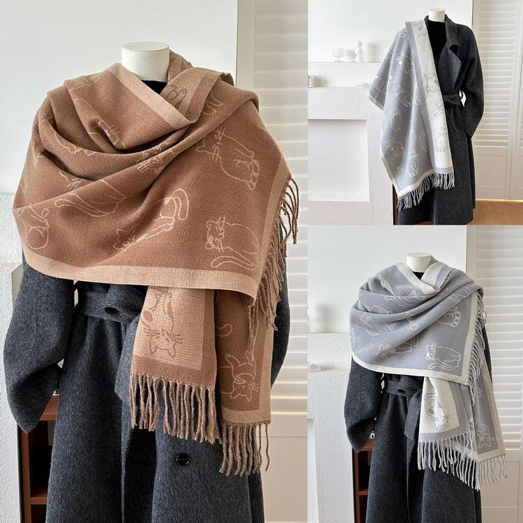 ストール 秋冬 あたたか マフラー 柔らかい リバーシブル ひざ掛け