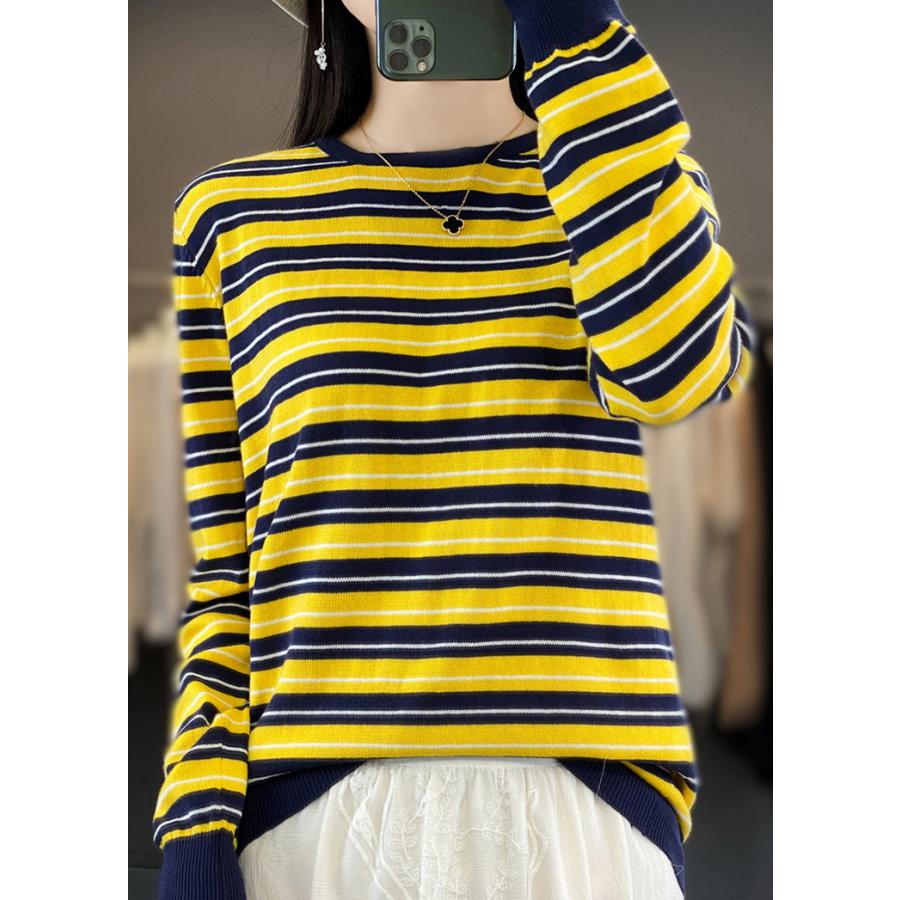 tシャツ レディース 100%綿 ニット ボーダー ロンt トップス クルー