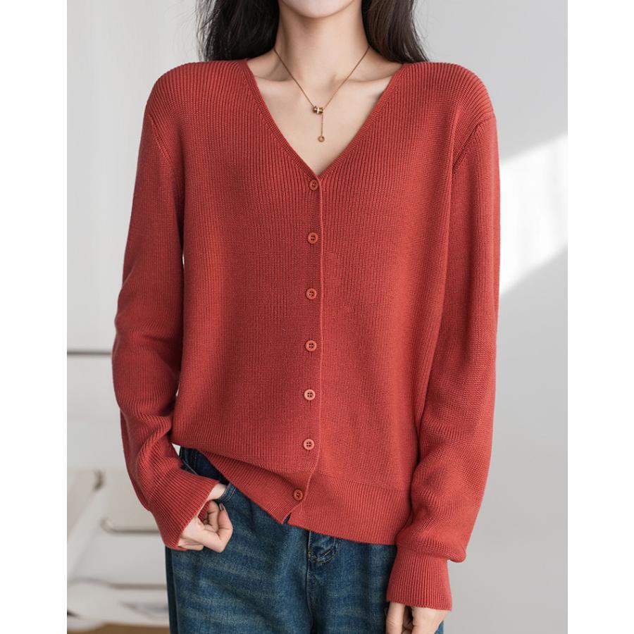 カーディガン 100%綿 トップス ニットカーディガン コットン ニット