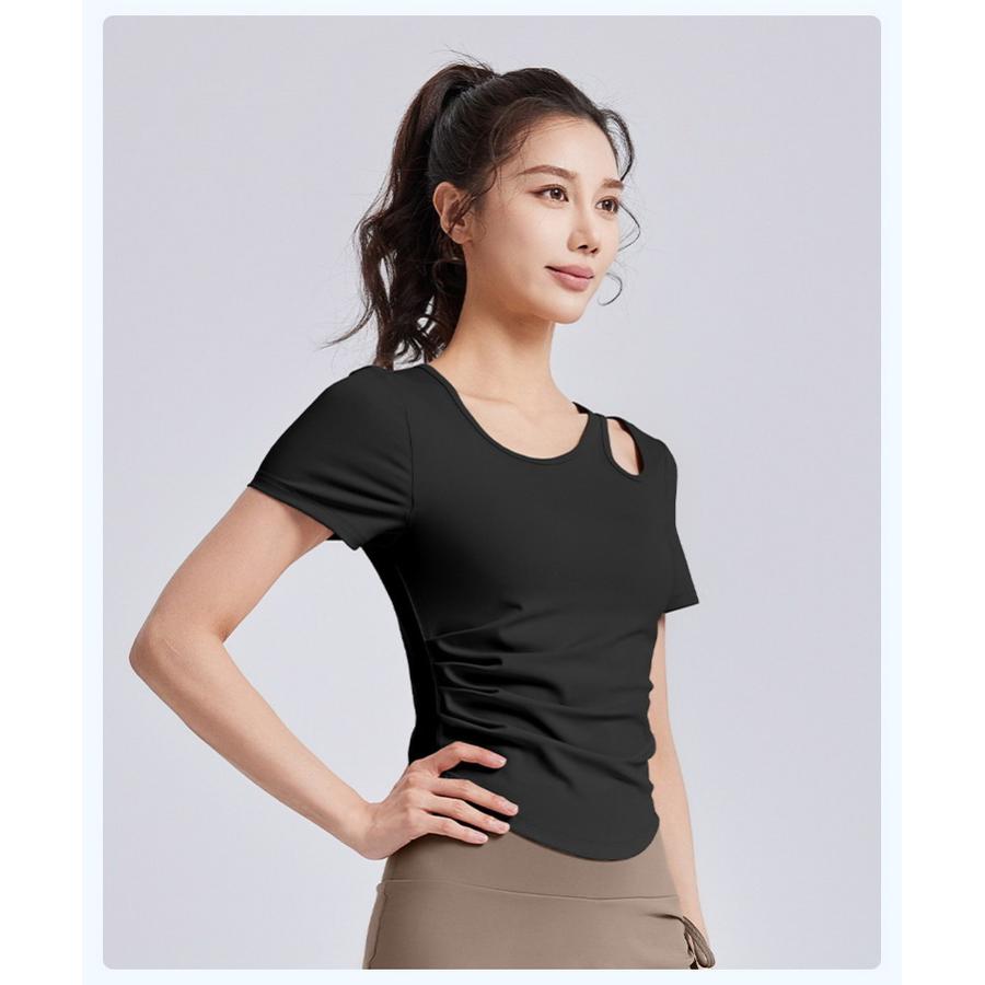 ヨガウェア トップス tシャツ 半袖 カップ縫い付け スポーツ
