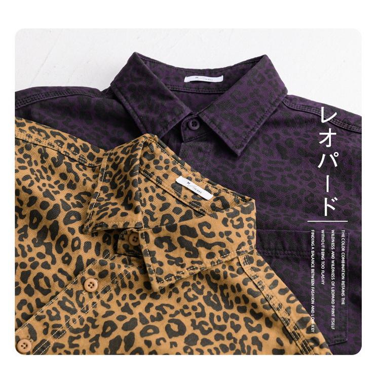 シャツ レオパード柄 100％綿 秋服 秋物 カジュアルシャツ きれいめ コットンシャツ トップス 長袖 メンズ |  | 06