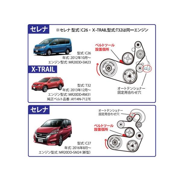 セレナ C26 C27 エクストレイル X-TRAIL T32 ベルトテンショナーツール