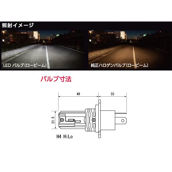 Valenti LED ヘッドバルブ RC H4 Hi/Low 6000K Hi3600lm Low3000lm 2年