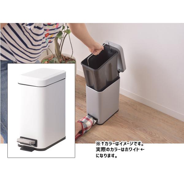 東谷 トラッシュカン 5L ホワイト 四角 白 ペダル式ゴミ箱 ふた付き ダストボックス  LFS-232WH あずまや メーカー直送 送料無料｜yabumoto21｜03