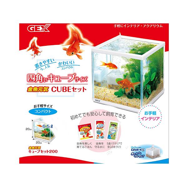 GEX 金魚元気 キューブセット 200 熱帯魚 観賞魚用品 水槽 セット水槽 ジェックス｜yabumoto24｜03