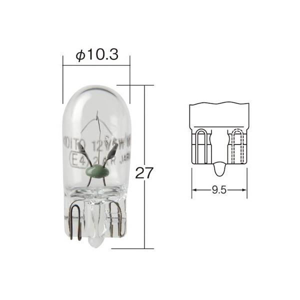 白熱 バルブ W5W 計器 ランプ ライト ウェッジ 12V 5W W2.1×9.5d T10 クリア 10個 一般 ノーマルバルブ 小糸製作所 小糸 KOITO 1583｜yabumoto28｜03