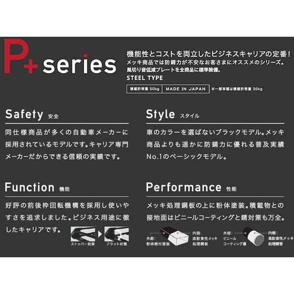 eKワゴン H82W スライドドア車除く H18.9〜H25.5 ルーフキャリア TUFREQ タフレック PE22A1+ P+シリーズ 4本脚 法人のみ配送 送料無料の画像