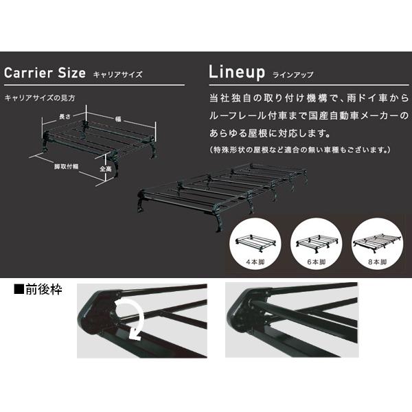 カローラアクシオ NZE161 NZE164 全車 H24.5〜 ルーフキャリア TUFREQ タフレック PE22B1+ P+シリーズ 4本脚 法人のみ配送 送料無料の画像