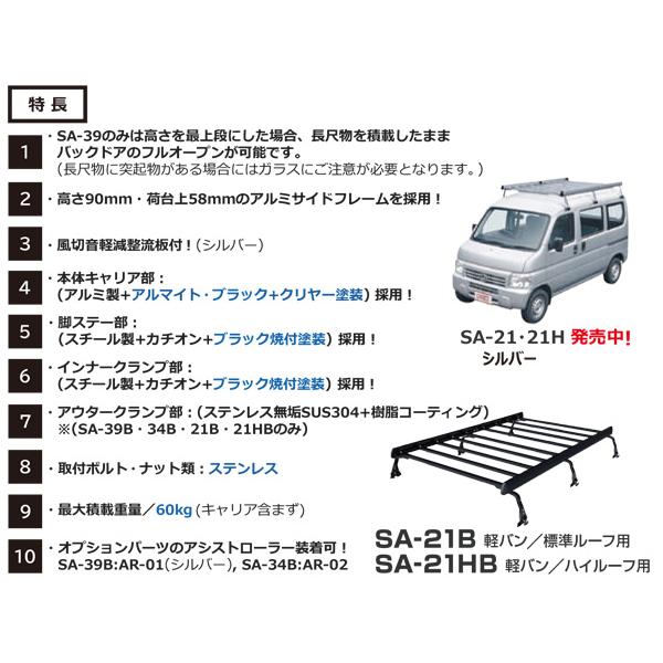エブリイ ワゴン 標準ルーフ  DA17W系 ロッキー キャリア ブラック仕様 SA-21B H27.02〜 法人のみ配送 送料無料_2