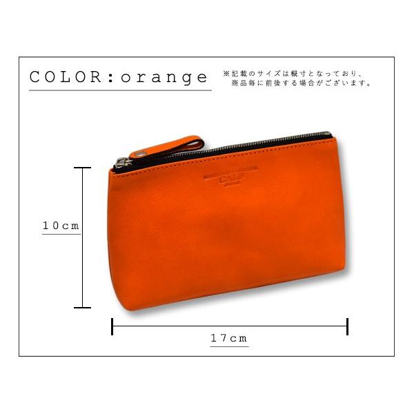 CALF カーフ 本革 レザーポーチ Mサイズ オレンジ orange 日本製 通帳入れ 皮革 小物入れ 皮革 Leather 橙 送料無料｜yabumoto3｜05