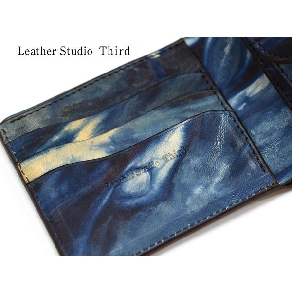 日本一の職人が手掛ける 本革 牛革 天然藍 二つ折り 財布 ウォレット