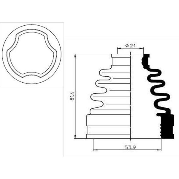 ミラジーノ L650S ドライブシャフトブーツ フロント インナー側 左右共通 片側 1個 Seiken 制研化学工業 分割なし 600-00170 |  | 01