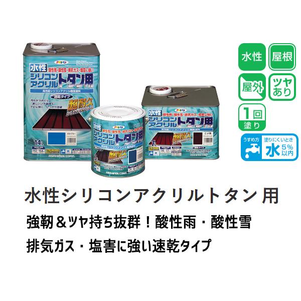 アサヒペン 水性 シリコン アクリルトタン用 14L スカイブルー DIY 塗料 屋外 防錆 ペンキ 屋根 速乾 ツヤあり シャッター  送料無料｜yabumoto｜02