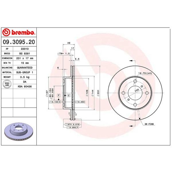 ブレンボ ディスクローター ラパン HE21S ※ターボ 車台No.〜973851 '02/09〜'08/11 フロント スズキ brembo 09309520 2枚 送料無料｜yabumoto｜02