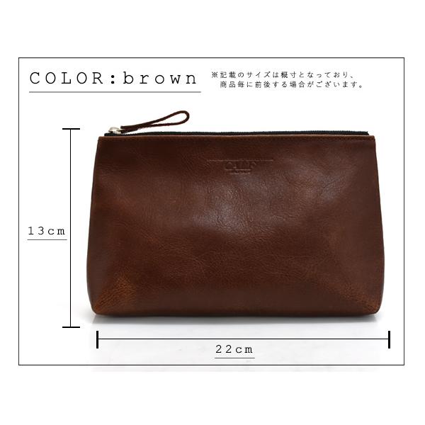 CALF カーフ 本革 レザーポーチ LLサイズ ブラウン brown 日本製 大きめ 旅行 トラベル 鞄 整理 Leather こげ茶 送料無料_1