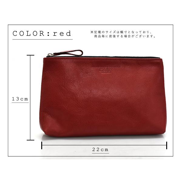 CALF カーフ 本革 レザーポーチ LLサイズ レッド red 日本製 大きめ 旅行 トラベル 鞄 整理 Leather 赤 送料無料_1