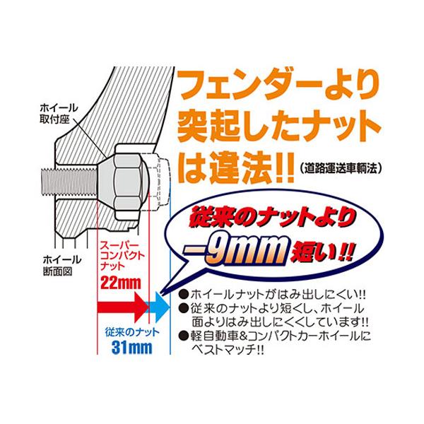 ■KYO-EI ラグナット スーパーコンパクト ホイールナット 日本製 M12×P1.25 19H 16個入 P103-19-16P クロームメッキ シルバー 送料無料｜yabumoto｜03