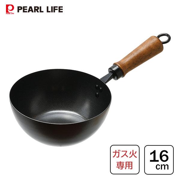 いため鍋 16cm 鉄製 ガス火専用 パール金属 プチッと Hb 5427 フライパン 黒 ブラック シリコーン樹脂加工 鉄分補給 新生活 一人暮らし コンパクトサイズ 在庫限り