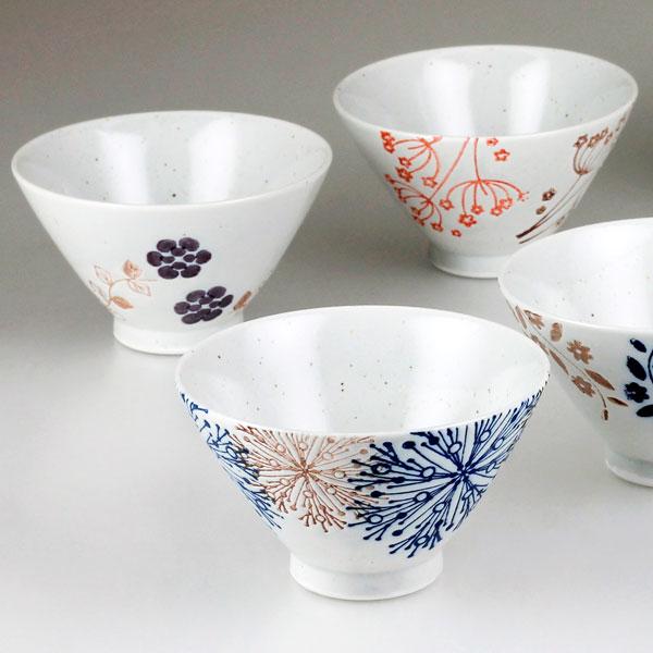 茶碗 5客揃 山野草 有田焼 西日本陶器 / 日本製 ご飯茶碗 お 茶碗 5客揃 山野草 有田焼 西日本陶器 / 日本製 ご飯茶碗 お