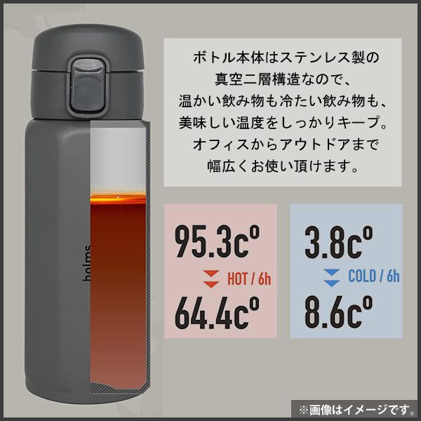 オクタ ワンタッチボトル 340ml CBジャパン holms / 保温 保冷 ボトル 水筒 八角形 ステンレス製 ベルト付き お洒落 かっこいい グレー ベージュ ギフト｜yacom-tokyo｜06