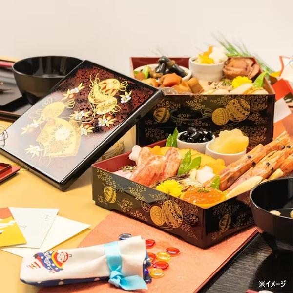 6.5三段重 (黒) 手まり アサヒ興洋 / 日本製 重箱 お重 3段 おせち料理