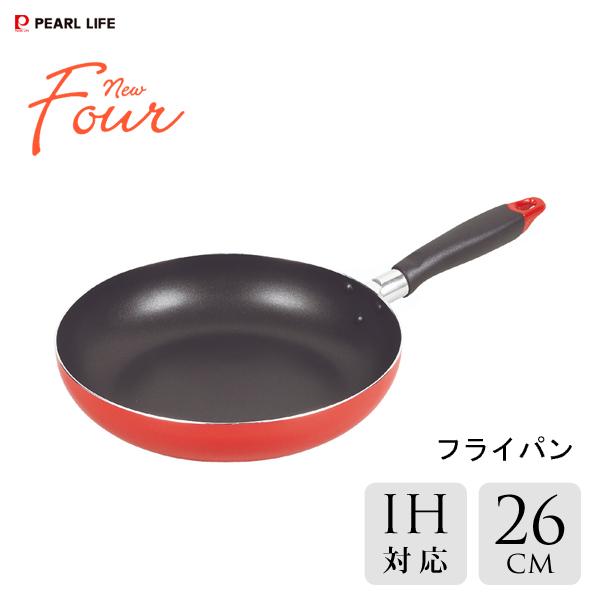 パール金属 フライパン 26cm IH対応 ふっ素加工 ニューフォア (レッド