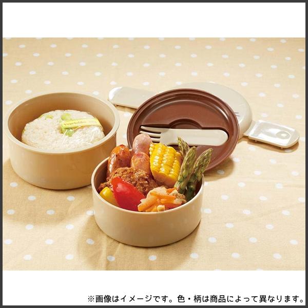 スケーター 丸型ランチボックス 2段 (フォーク付) ハローキティ